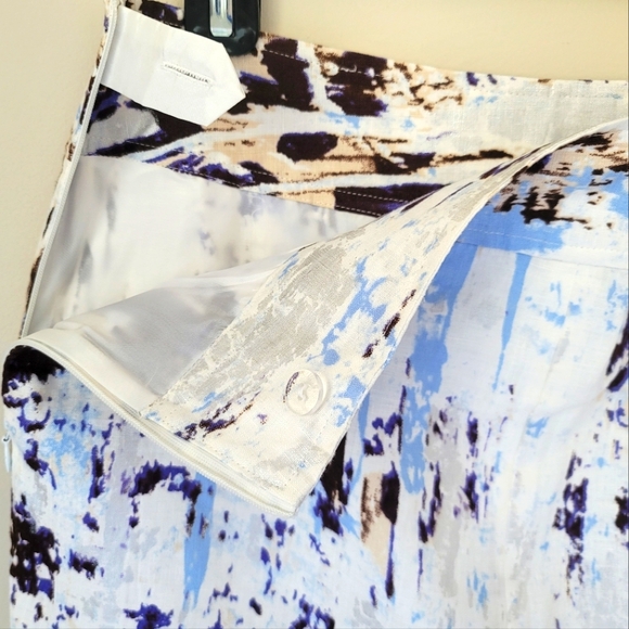 NWOT 100% Linen Kenar Midi Abstract Print Pencil Skirt, Lined, Size 6 - Picture 3 of 9